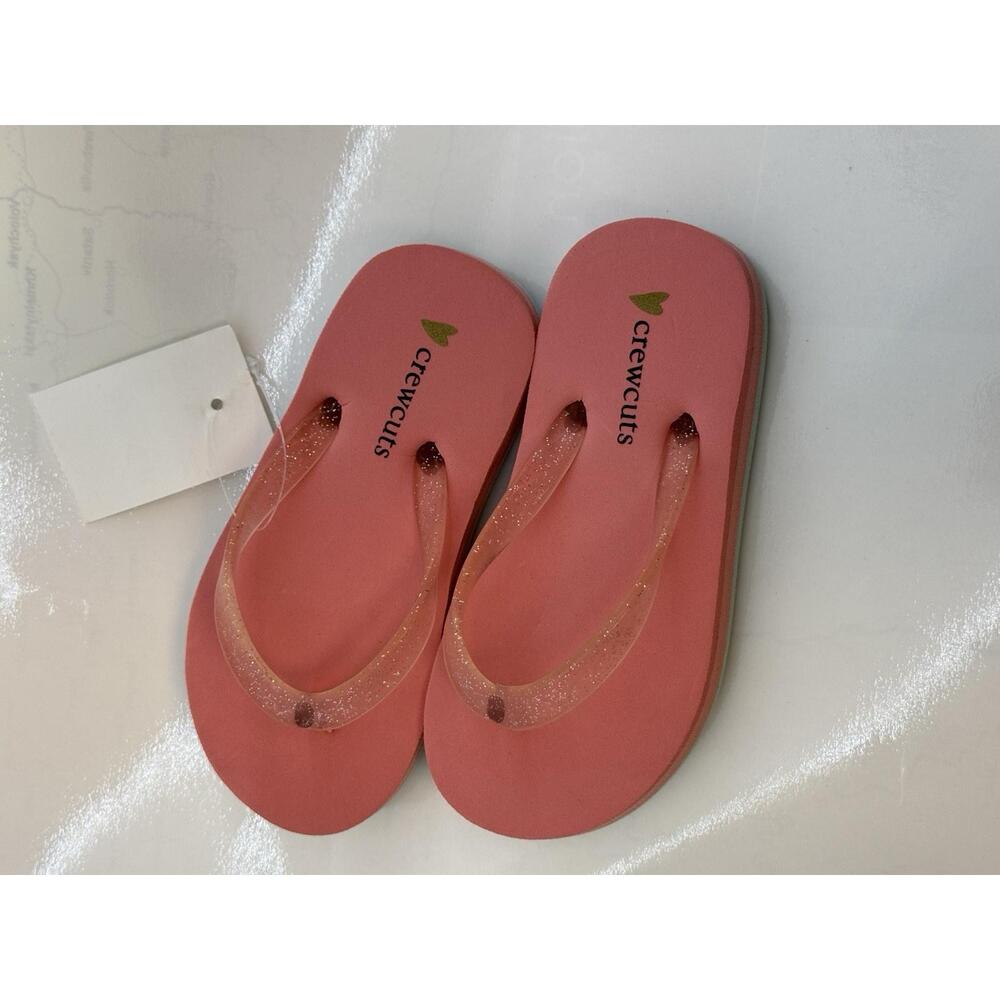 NWT Crewcuts Sandal Flip-flops Pink 8 Toddler Kids Glitter Summer Vacation Beach